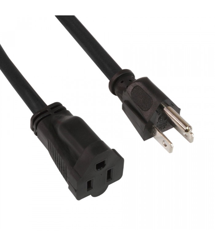 PureVolt Heavy Duty Extension Cord - 3C/16 AWG - Indoor/Outdoor - 125 V - 13 A - Black - 4.6 m