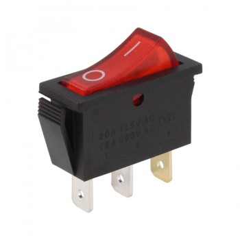 PureVolt Interrupteur à bascule illuminé ON/OFF - SPST - 3 pins - 125V - 20A - Rouge