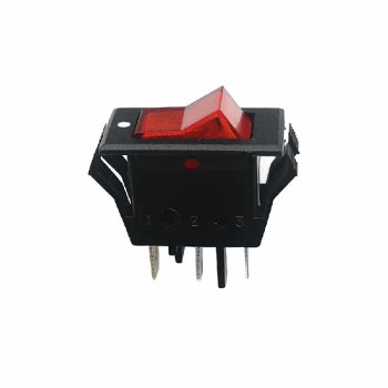 PureVolt Illuminated Rocker Switch - S.P.S.T. - ON/OFF - 125V - 15A - 3 Pins - Red