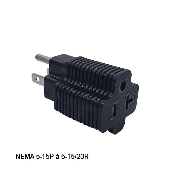 PureVolt Adaptateur NEMA 5-15P CA à NEMA 5-15/20R - 125 V - 15 A/20 A