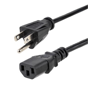 PureVolt NEMA 5-15P to C13 Power Cord - 3C/18 AWG - FT2 - Black - 2 m