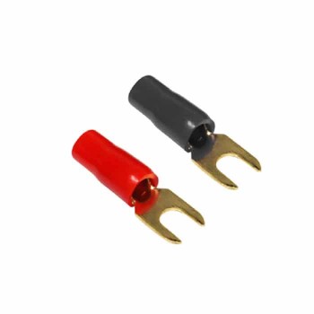 PureVolt Terminal fourchette - Vis #10 - Plaqué or - 8/10 AWG - Noir et rouge - 5 paires