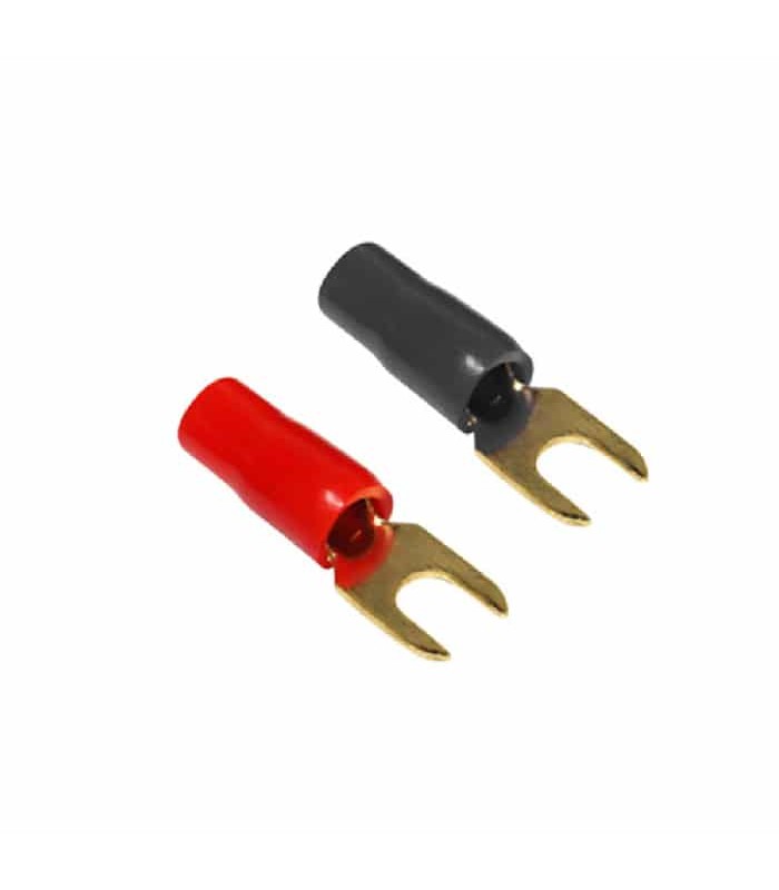 PureVolt Terminal fourchette - Vis #10 - Plaqué or - 8/10 AWG - Noir et rouge - 5 paires