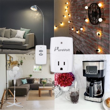 PureVolt Commutateur sans fil avec télécommande pour prise intérieure - 125 V - 10 A - 30 m