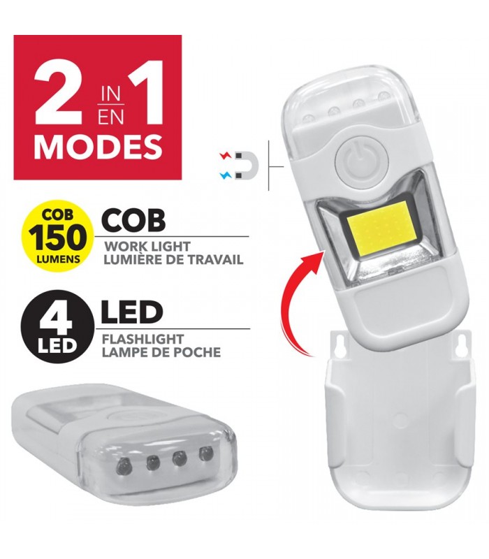 RCA Lampe de poche LED détachable 2 en 1 et lampe de travail COB