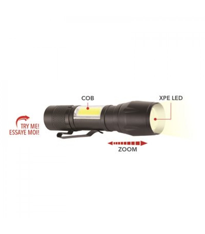 RCA lampe torche COB rechargeable en métal et mini lanterne avec ZOOM