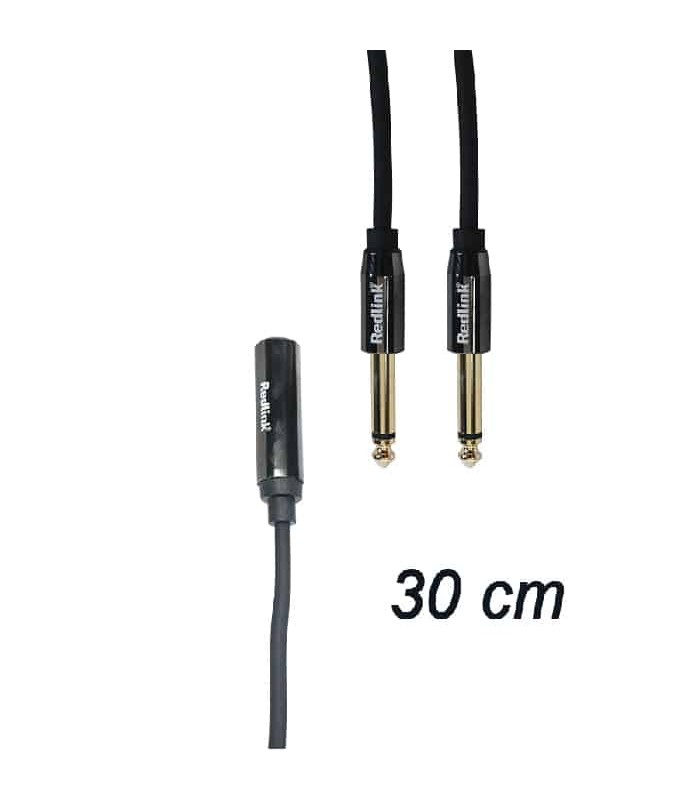 RedLink Mono 6.3 mm Female to 2 x Mono 6.3 mm Male Cable - 30 cm