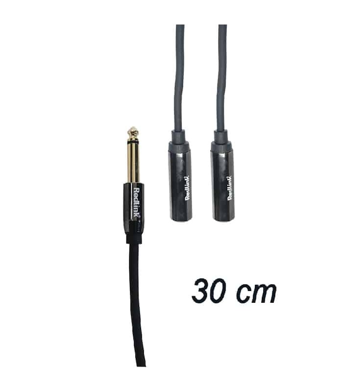 RedLink Mono 6.3 mm Male to 2 x Mono 6.3 mm Female Cable - 30 cm