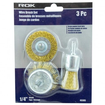 ROK 3 PC Brass Wire Cup Brush Set