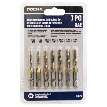 ROK 7 PC Titanium Coated Drill And Tap Set