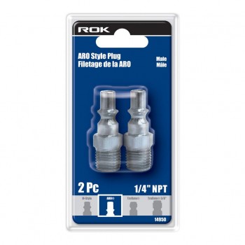ROK Embout Style ARO 1/4 po NPT mâle - Paquet de 2