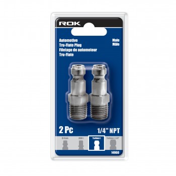 ROK Embout Tru-Flate 1/4 po NPT mâle - Paquet de 2