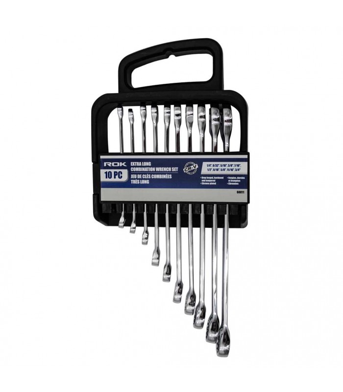 ROK Extra Long Combination Wrench Set - 10 pcs