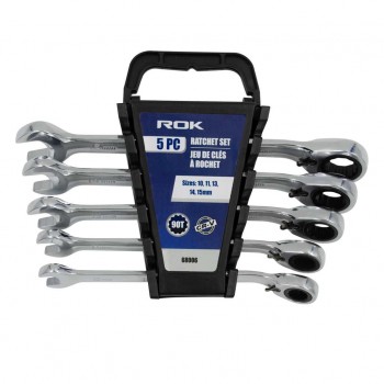 ROK Jeu de clés à cliquet métrique - 5 pcs