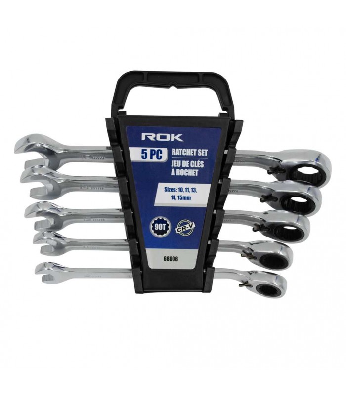 ROK Ratcheting Wrench Set Metric - 5 pcs