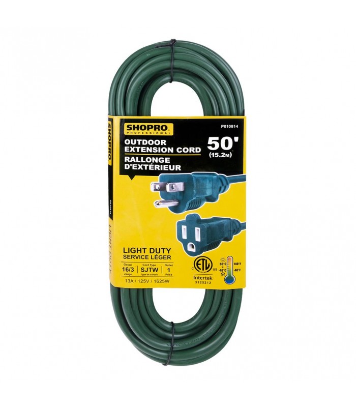 SHOPRO 50 ft. 16/3 Outdoor Extension Cord - Green