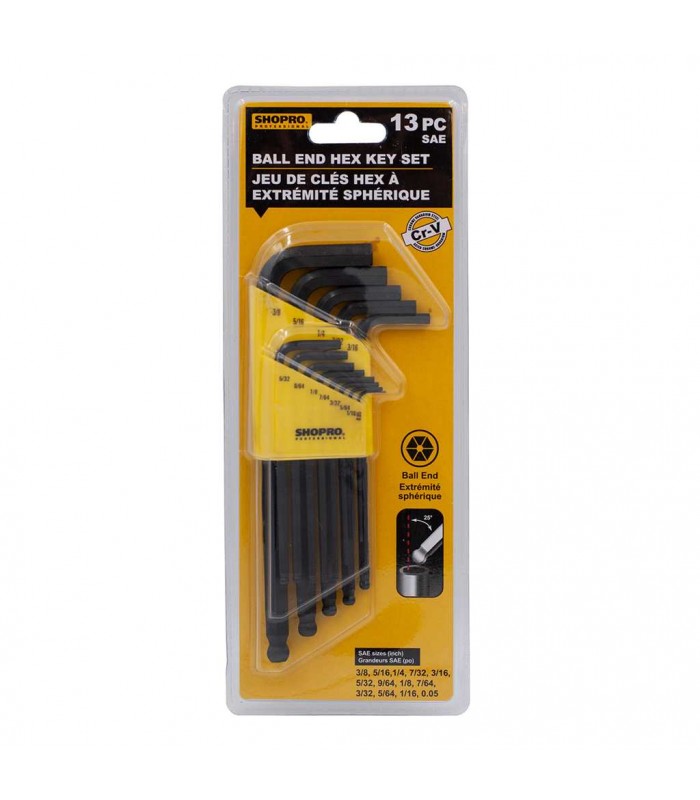 SHOPRO Long Ball End Hex Key Set SAE - 13 pieces