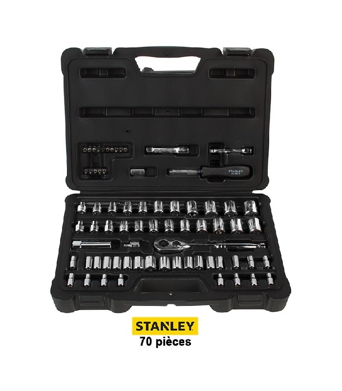 Stanley Ensemble de douilles SAE/Métrique professionel avec accessoires - 70 pièces