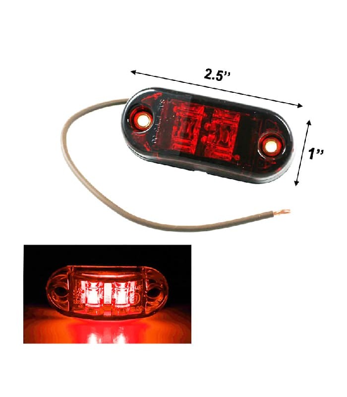 Submersible LED Clearance Light - Oval - Red - 12 V - 2.5 in X 1 in