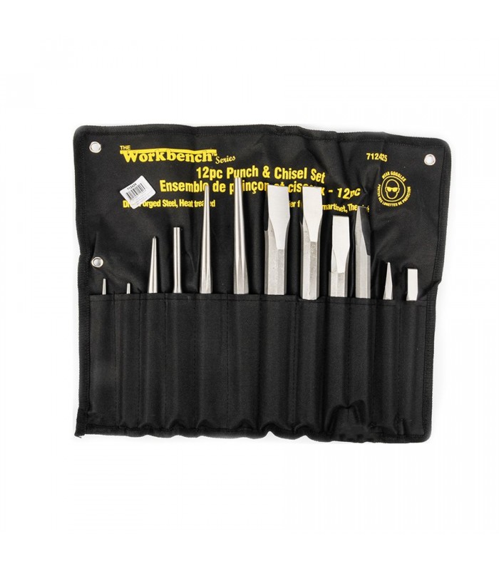 Tooltech Heavy Duty Jumbo Punch & Chisel Set - 12 pieces