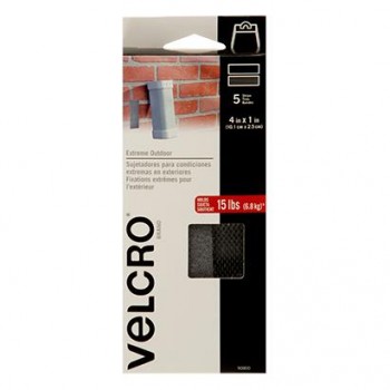 VELCRO Bandes autocollantes, 1 po x 4 po, gris