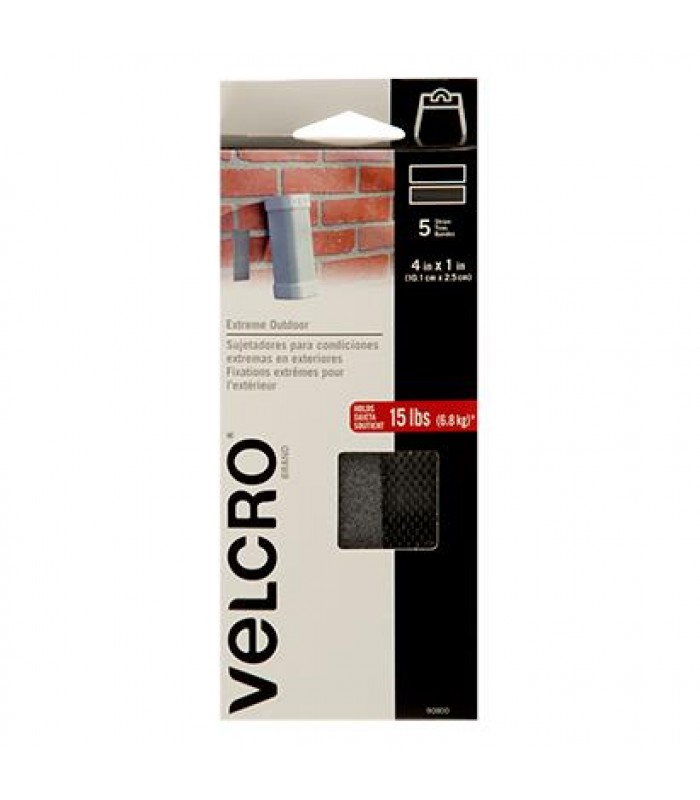 VELCRO Band Strips - Self-Adhesive - 1 in. x 4 in. - Grey