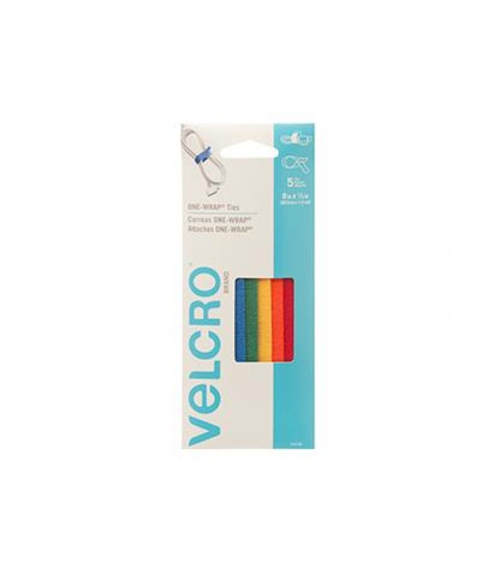 VELCRO Brand One-Wrap Ties 8 in. x 1/2 in. Multi-color - Pack of 5