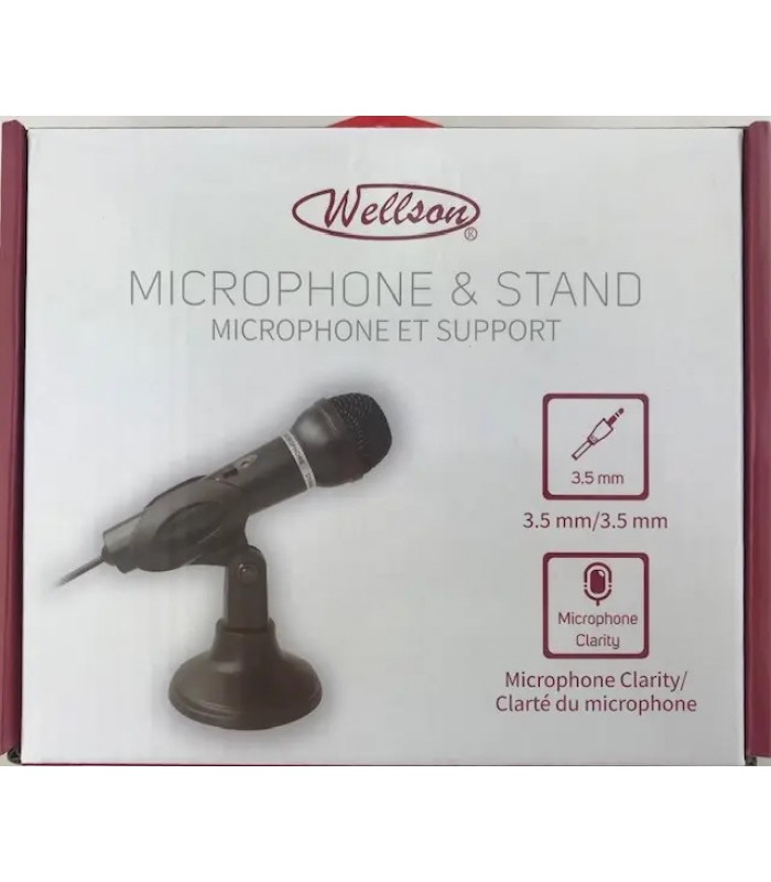 Wellson Microphone and Stand 3.5mm 7.5 ft. cord