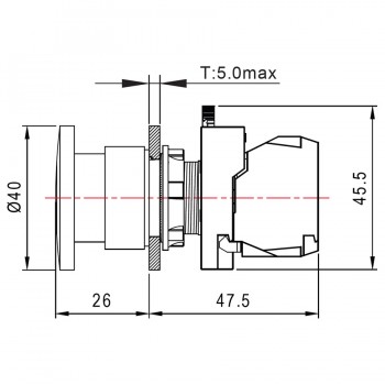 NHD Interrupteur à bouton-poussoir momentané - Tête champignon - N.O./N.F. - Rouge