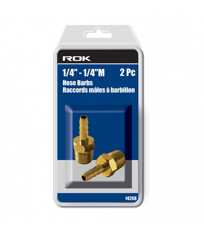 ROK 2pc 1/4 in M NPT x 1/4 in Hose Barb