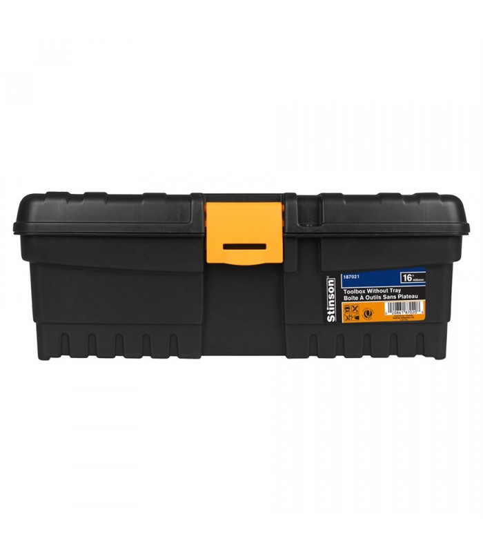 Stinson Plastic Toolbox Without Tray 16in Black/Orange