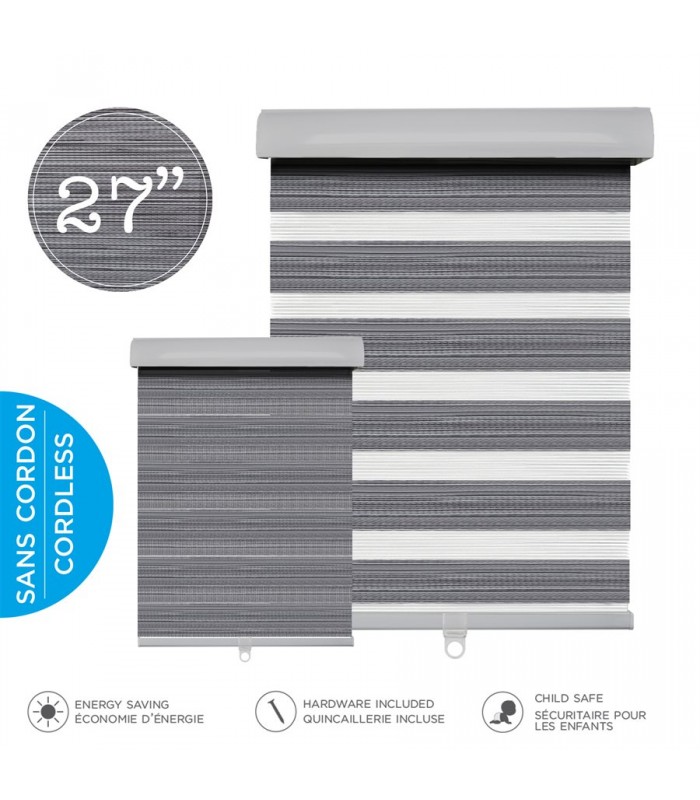 Hauz Cordless Shades 27 x 84 in. Wood Grain Grey