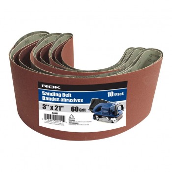 Bande abrasive 3" X 21" 60 Grains 10 pièces ROK