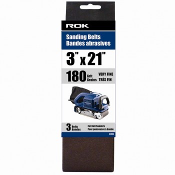 Bande abrasive 3 po. X 21 po. 180 Grains 3 pièces ROK