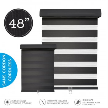 Hauz Cordless Shades 48 x 84 in. Black