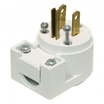 Leviton Fiche équerre NEMA 5-15P polarisée - 3 fils - 125 V - 15 A - Blanc