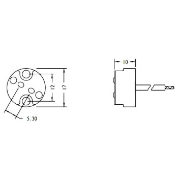 Porcelain Socket G6.35 with 18 Awg Wire - 6 in.