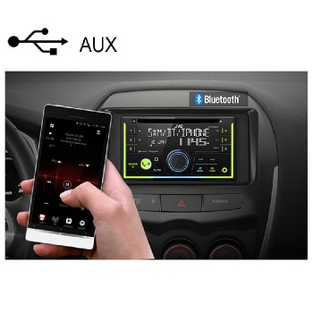 JVC DIN MDDIN Bluetooth Media Receiver with Alexa Voice Assistant - FM/CD/USB/AUX