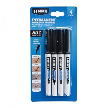 Hart Marqueur permanent à pointe fine - Noir - Paquet de 4