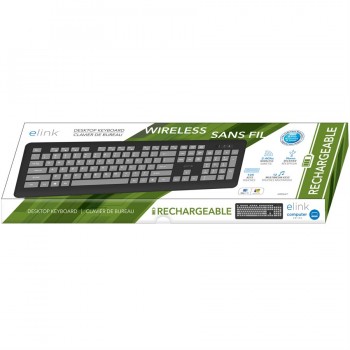 eLink Rechargeable Wireless Keyboard – 2.4GHz, Black