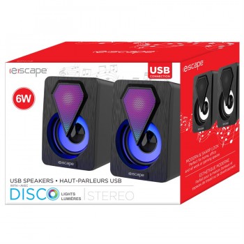 Escape Haut-parleurs stéréo USB portables 6W avec des lumières LED RVB et un contrôle de volume