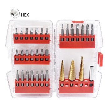 AddTools Step Drill and Bit Set with Magnetic Bit Holder - 32 Piece