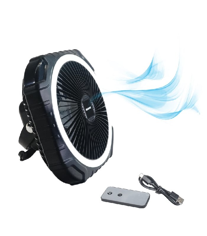 Ason Decor Rechargeable Portable fan with LED Lighting and Remote Control - 3 Speeds