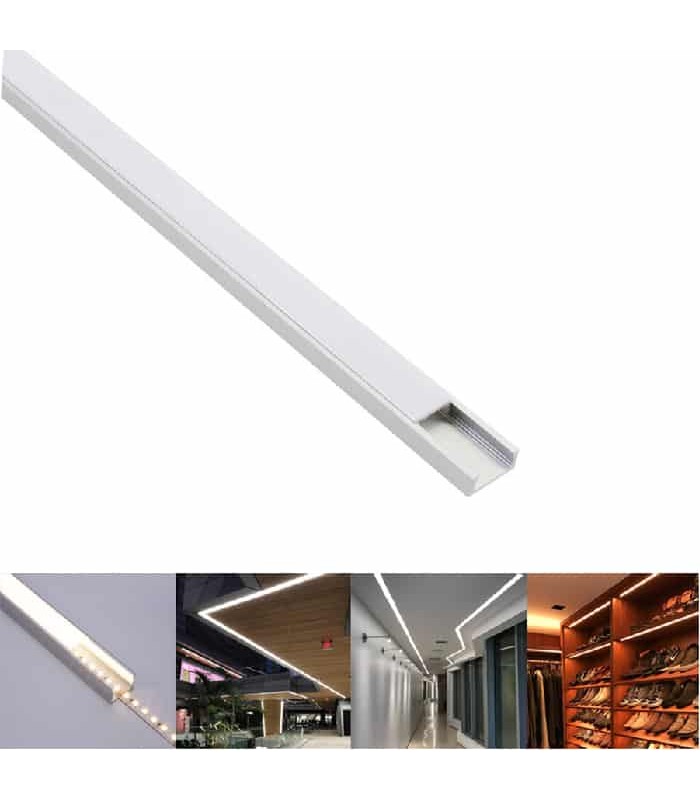 Ason Decor Slim Aluminum Rail for LED Light Strip - Opalescent Cover - 15 mm X 1 m