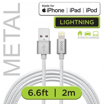 Boost Câble double tressé USB vers Lightning de 6,6 pieds - Blanc