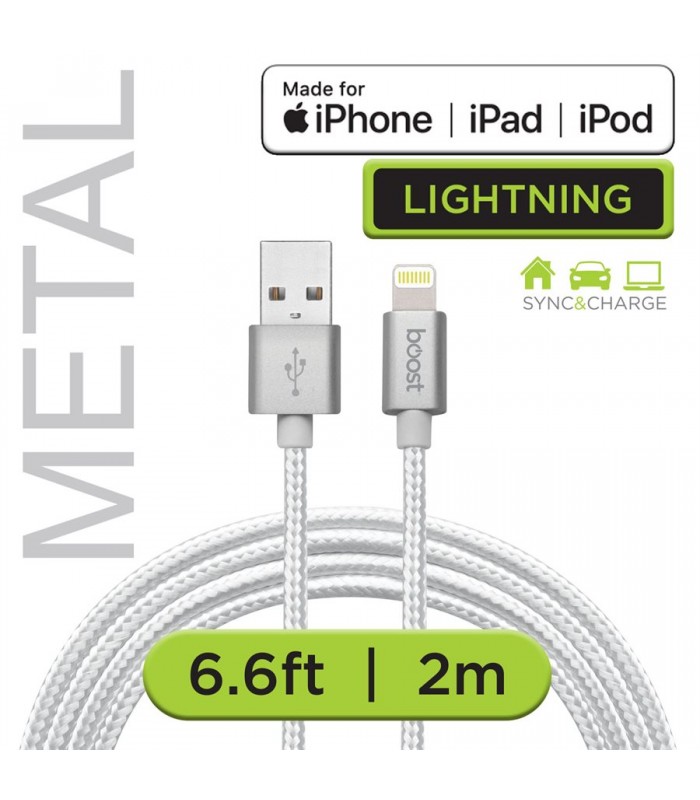 Boost 6.6ft USB to Lightning Double Braided Cable - White