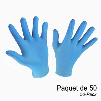 Gants de nitrile jetables - Bleu - Taille unique - Boîte de 50