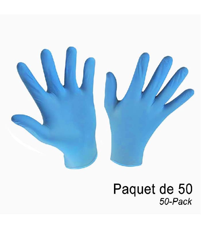 Gants de nitrile jetables - Bleu - Taille unique - Boîte de 50