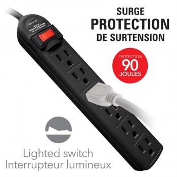 eLink 2 ft. 6-Outlet power strip with surge protection, Black