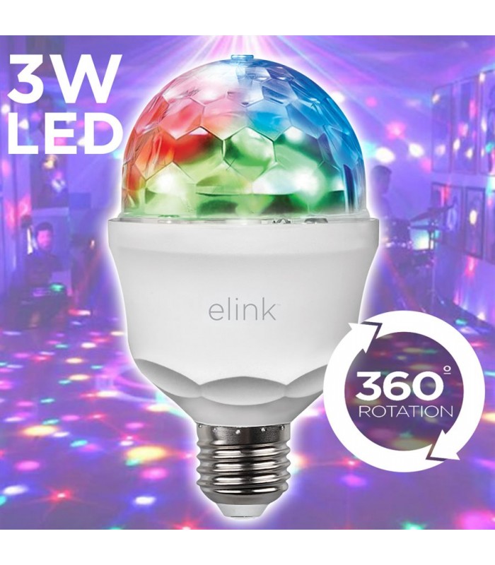 eLink Luminaire de fête à LED RGB Crystal, 3W, avec rotation de 360°